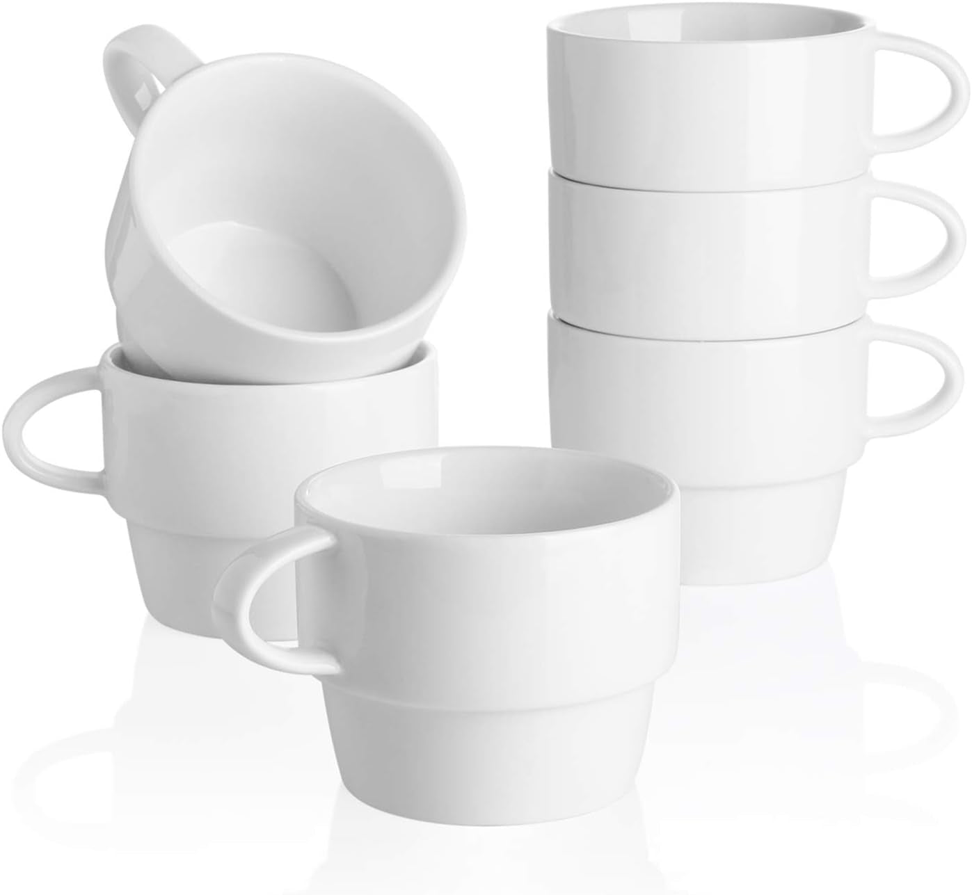 6-Pack Porcelain Latte Cups, White Superior Durable Professional, 6 Count (Pack of 1)