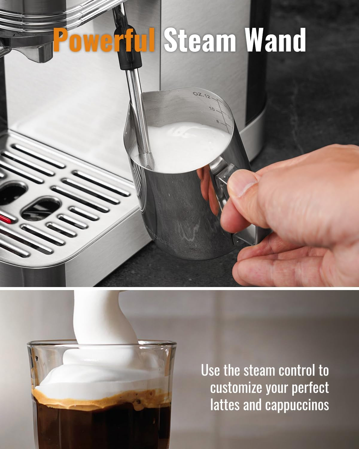 Espresso Machine 20 Bar, Professional Espresso Machine with Milk Frother and Touchscreen, Expresso Coffee Machines with Adjustable Temperature,For Cappuccino, Latte
