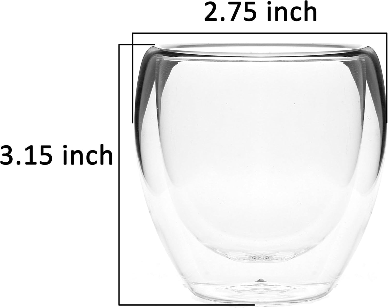 3 Pack Espresso Cups, Double Wall Thermo Insulated Espresso Cups, Glass Coffee Cups, 5 Ounce (Tall)