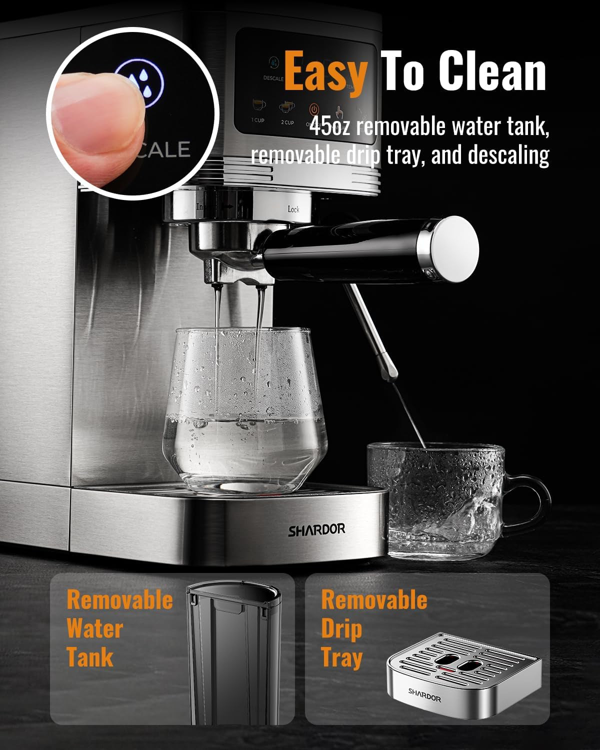 Espresso Machine 20 Bar, Professional Espresso Machine with Milk Frother and Touchscreen, Expresso Coffee Machines with Adjustable Temperature,For Cappuccino, Latte