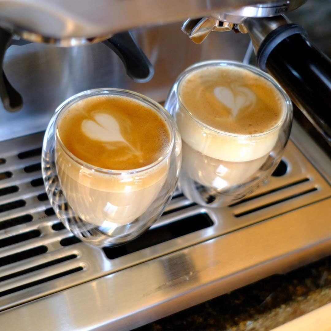 3 Pack Espresso Cups, Double Wall Thermo Insulated Espresso Cups, Glass Coffee Cups, 5 Ounce (Tall)