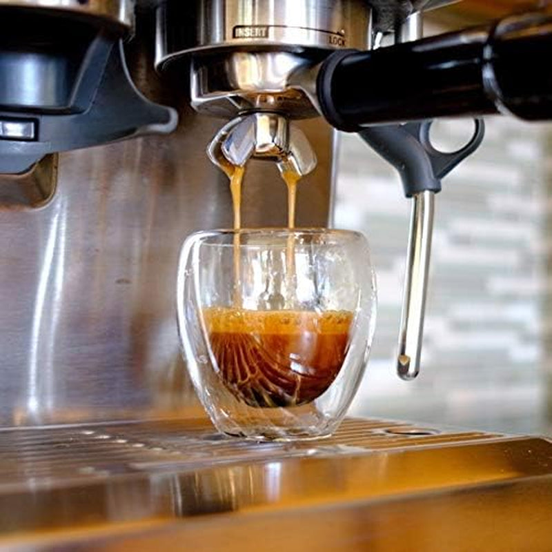 3 Pack Espresso Cups, Double Wall Thermo Insulated Espresso Cups, Glass Coffee Cups, 5 Ounce (Tall)